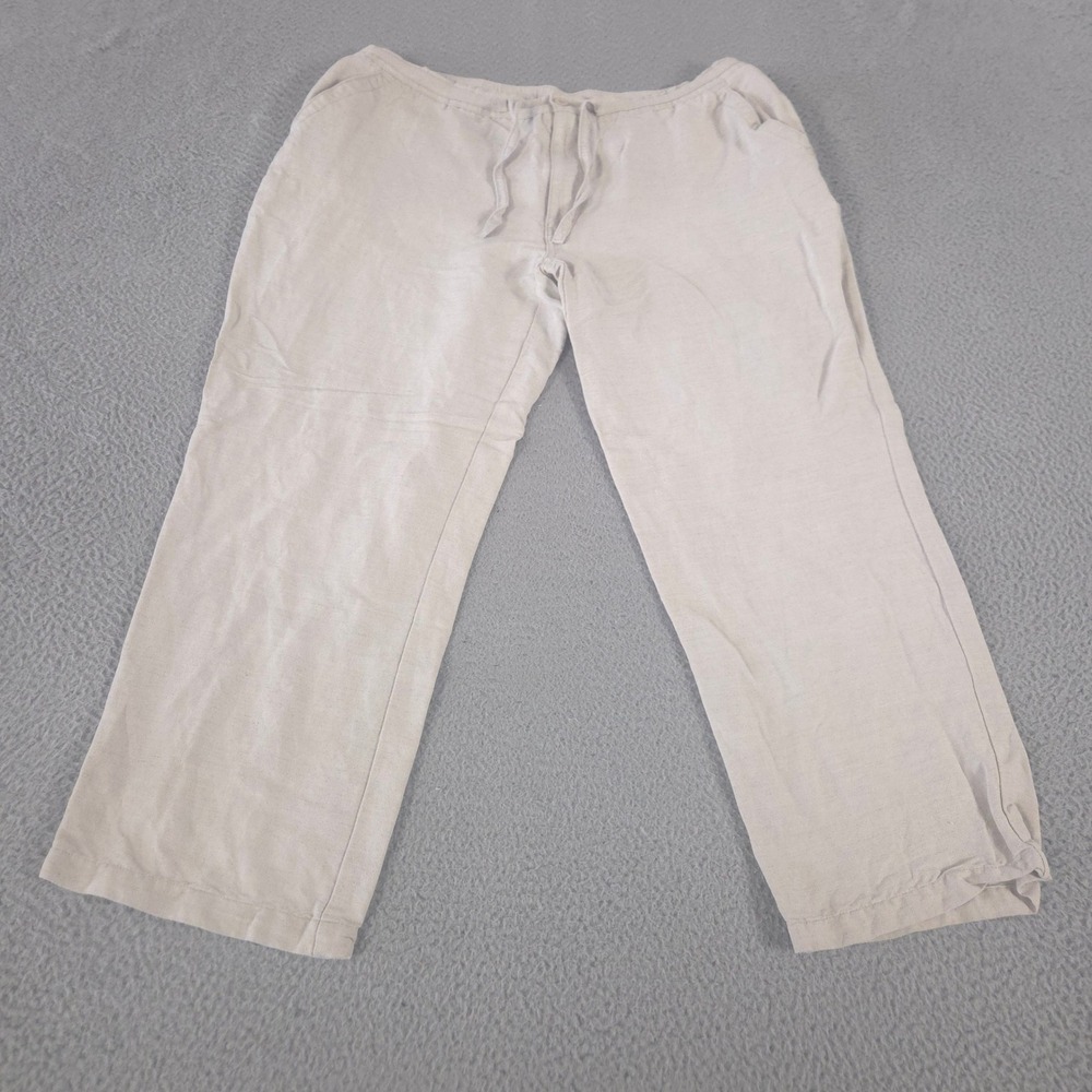 Cubavera Pants Mens‎ XL Beige Straight Leg Linen Blend Drawstring Elastic Waist